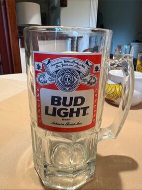Bud Light Clear Glass Beer Mug with Red Label